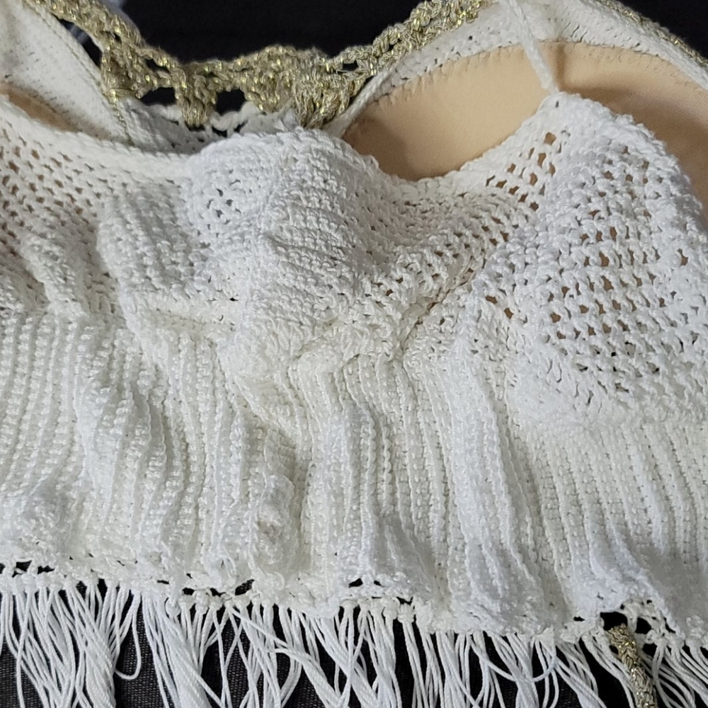Top. /stretch fabric./Crochet//FOR CLOSET CLOSING ONLY - Picture 2 of 6